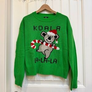 Ardene Green Koala Acrylic Ugly Christmas Sweater. Size XL